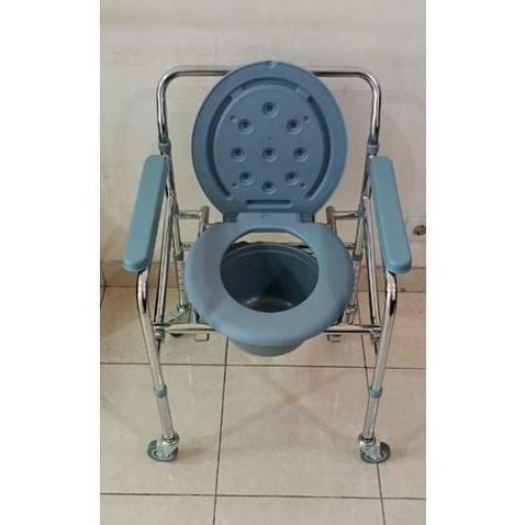 Kursi BAB Lansia dengan 4Roda Kursi Comode Bisa Lipat Untuk Buang Air Besar Kecil