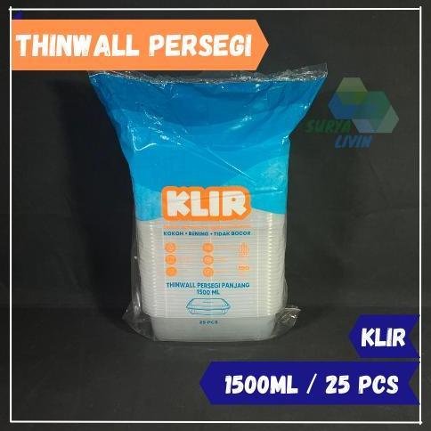 Thinwall KLIR / Food Container Persegi Panjang Tutup Cembung 1500 ml