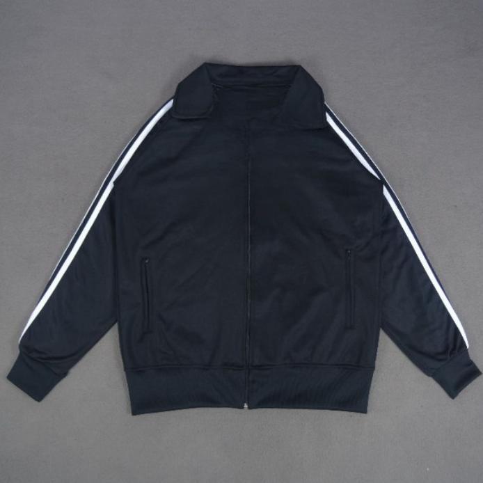 ORIGINAL Jaket Tracktop Casual Pria Wanita Black Strip - Jaket tracktop polos