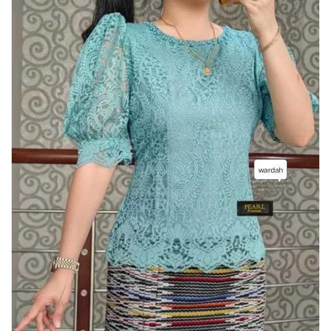 Kualitas Super Bf Blus Premium  Model Tangan Balon Baju Atasan Kebaya Brokat Bali Terlaris Pakaian T