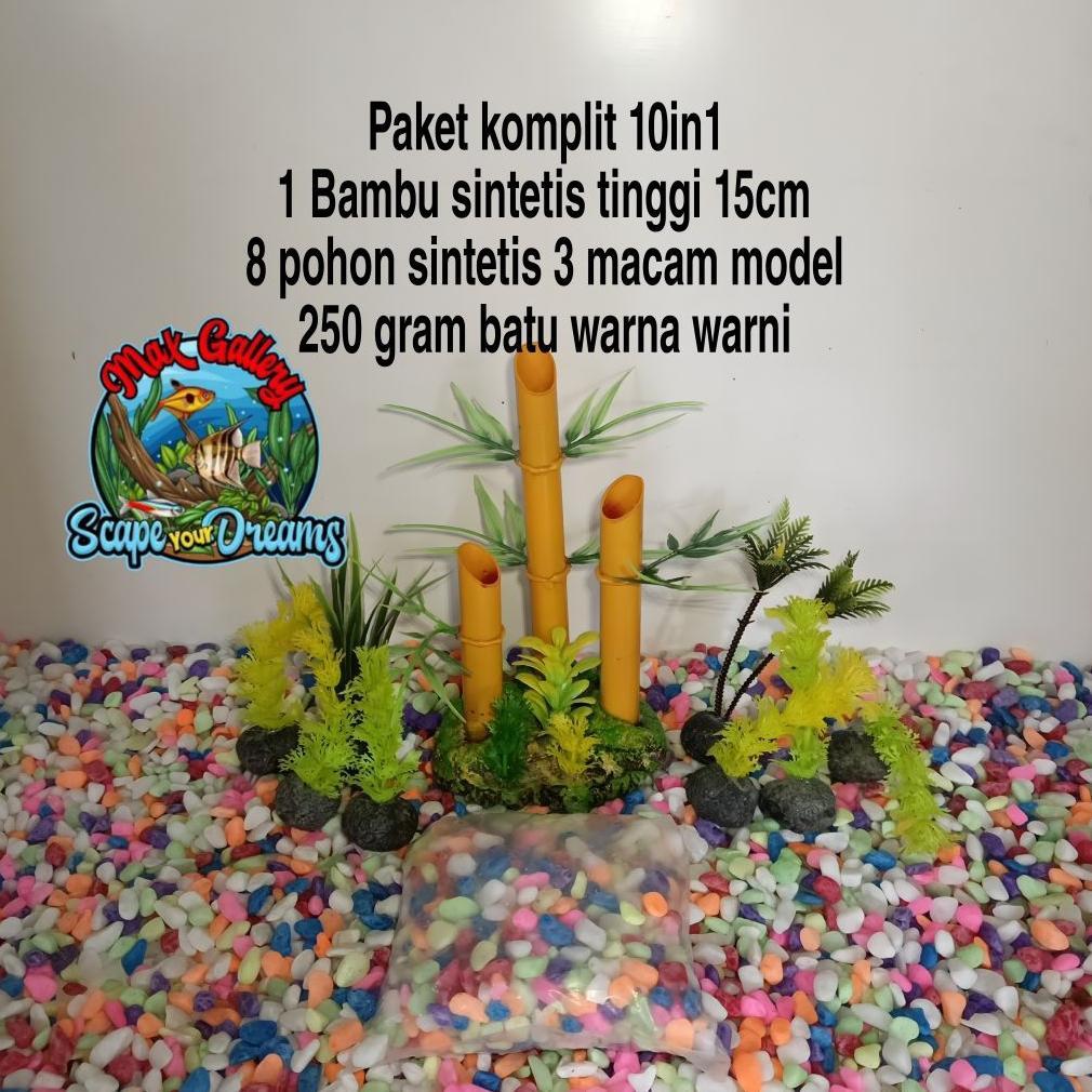 Hiasan Aquascape Hiasan Aquarium Dekorasi Aquarium Aksesoris Aquarium Paket Lengkap 10in1 Siap Meman