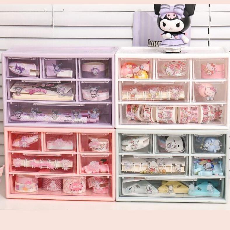 ZELVIERAS 9 LACI MINI RAK MINI KOTAK AKSESORIS KOTAK LACI MINI CONTAINER RAK KECIL AESTHETIC LACI KE