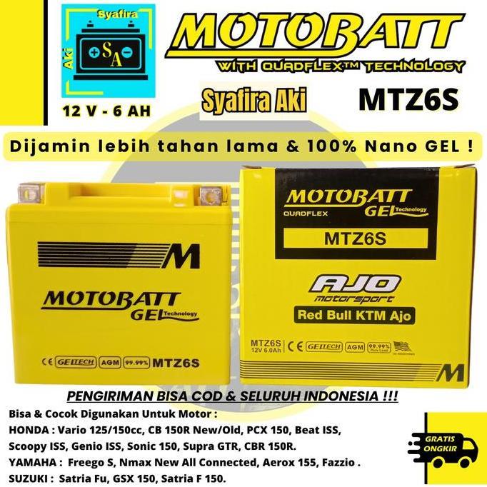 Aki motor Kawasaki KLX 150 Motobatt MTZ6S aki gel