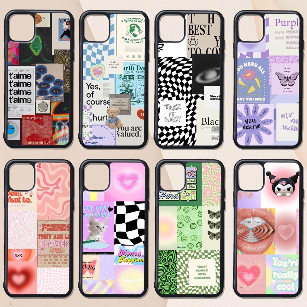 Case Custom Rubber Iphone Android Casing All Type Tema Cute Aesthetic Grid Pattern Y2K