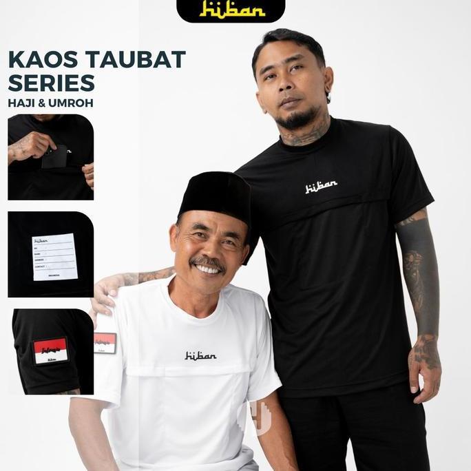 Kaos Oblong Kantong Depan Taubat Series Premium Perlengkapan Haji dan Umroh Pria Hiban Store Nyaman 