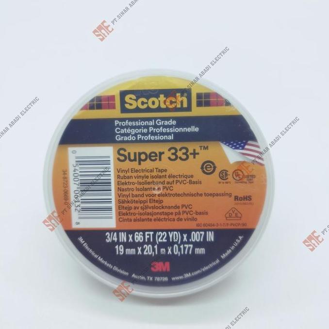 Isolasi Solasi 3M Scotch Super 33+ Electrical Tape