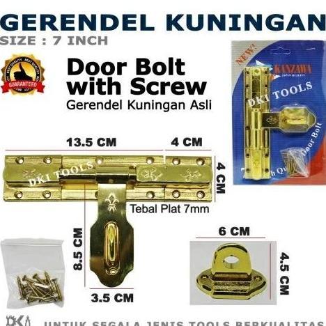 Kunci Pintu Jendela Grendel Gerendel Slot Selot Kuningan Asli 7 Inch Kanzawa Gbk.007Gp Slot Pintu Ru