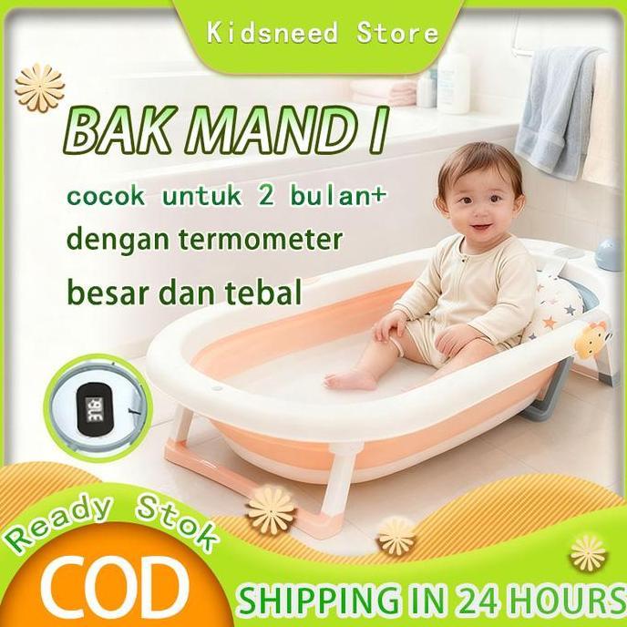 Bisa dilipatBak Mandi Bayi /Tempat Mandi Bayi / Bak MandiBayi Lipat dengan Pengukur Suhu Bak mandi b