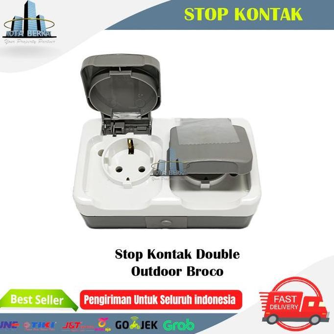 STOP KONTAK TUTUP DOUBLE / STOP KONTAK OUTDOOR BROCO