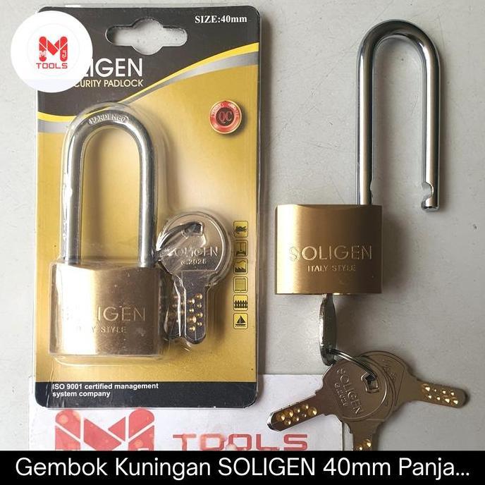 Gembok Kuningan SOLIGEN 40mm Panjang Per - SOLIGEN Brass Padlock - Gembok SOLIGEN Kuningan - Gembok 