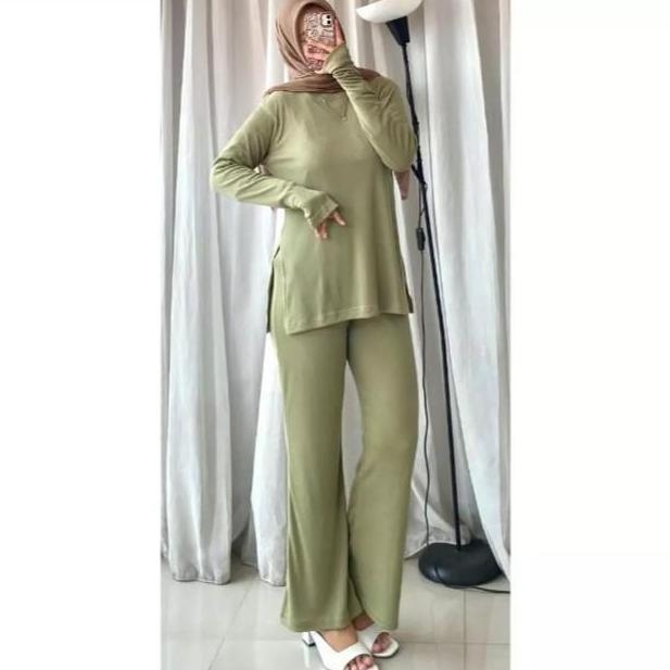 Oneset busui jumbo bahan jersey premium setelan kekinian modis viral Atasan Bawahan Celana Panjang K