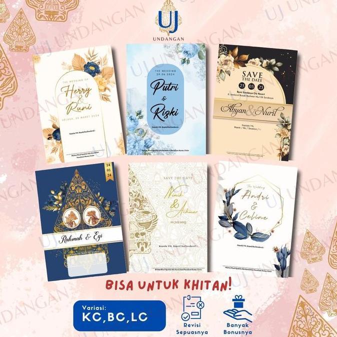 Ready 50 pcs [UJ UNDANGAN] BC Lipat Dua LC Lipat Tiga Undangan Pernikahan BC Gramatur 160 | Surat Un