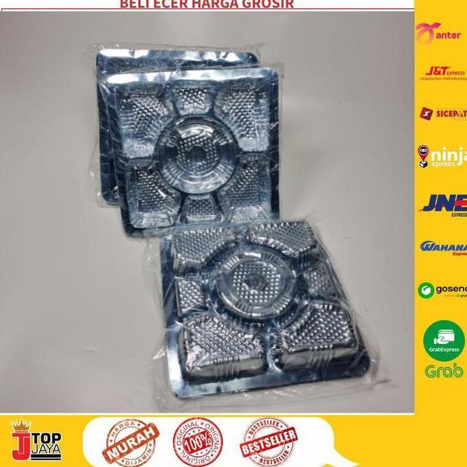 Mika Sekat 6 Bulat Bening Ukuran 20x20 Isi 50 Pcs / Mika Bening Bulat / Mika Box Catering