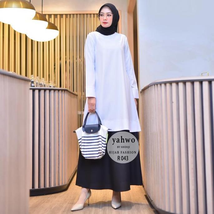 Setelan Rok Baju Hitam Putih/Baju Kurung Melayu/tunik Putih/Rok Hitam/Baju pramuka guru Wanita/Musli