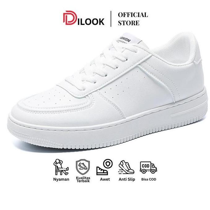 DILOOK S019 Sepatu Sneakers Pria Putih Sepatu Sneakers Sport Pria Polos Sport Fashion Korea