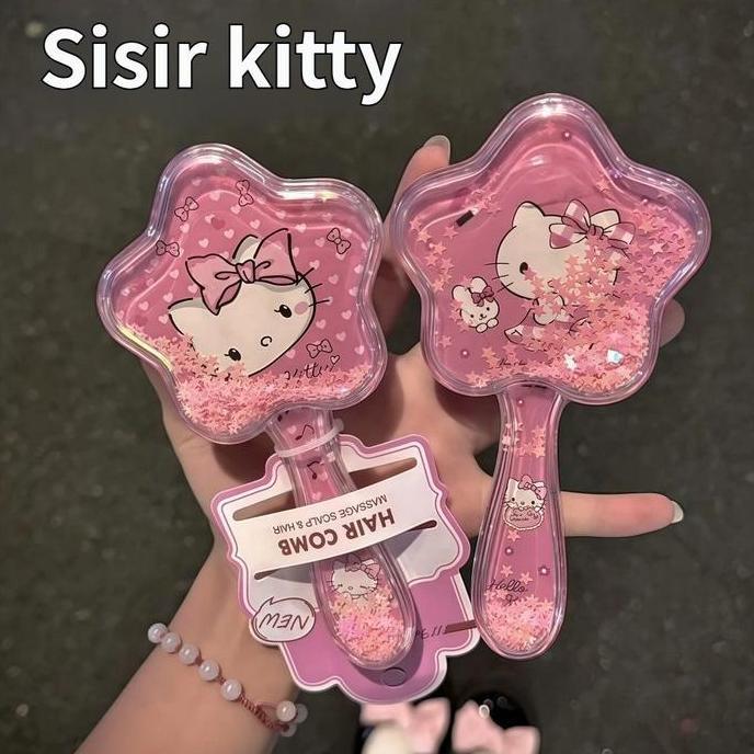 AMDUCOP Sisir Hello Kitty Anti KusutSisir Pijat Kewanitaan dengan Bantalan Udara | Untuk Rambut Luru