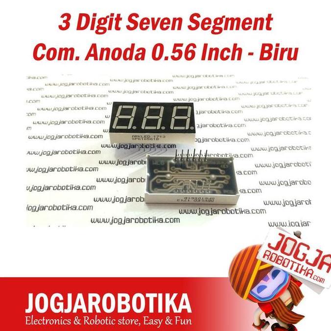 NARBU 3 Digit Seven Segment Common Anoda 0.56 Inch - Biru