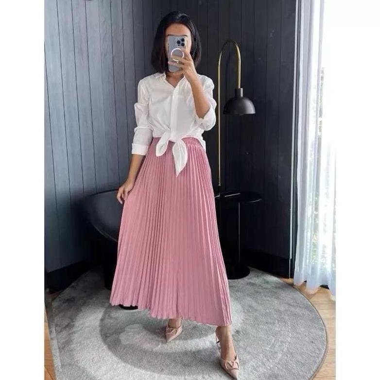 Original Rok Plisket Premium Jumbo / Rok Plisket Rempel Panjang/Rok Plisket Premium Polos Panjang/ R