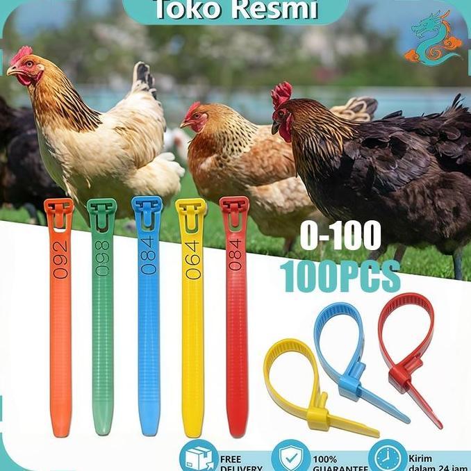 XARIELTA 100PCS Cincin Kaki Ayam Untuk 10~28MM Reusable Ring Kaki Ayam Serama Adjustable Bahan PP