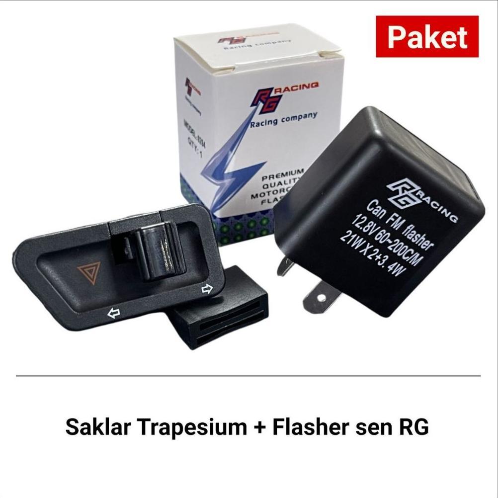 Saklar Sen Plus Hazard TRAPESIUM + FLASHER -  BeAT Karbu / Kharisma / Revo / Vario 110 cw