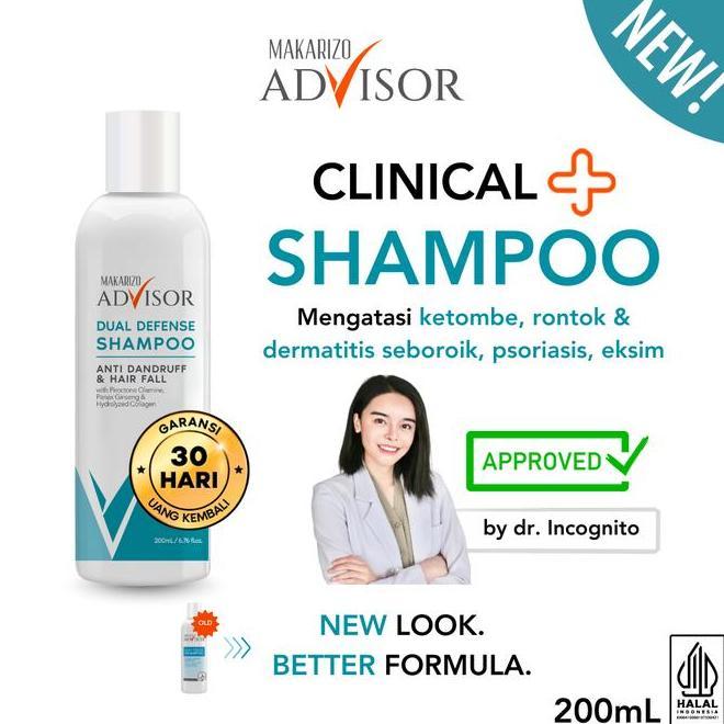 Makarizo Advisor Clinical Shampoo Dual Defense Shampoo 200Ml Sampo Rambut Rontok Dan Ketombe Haircar