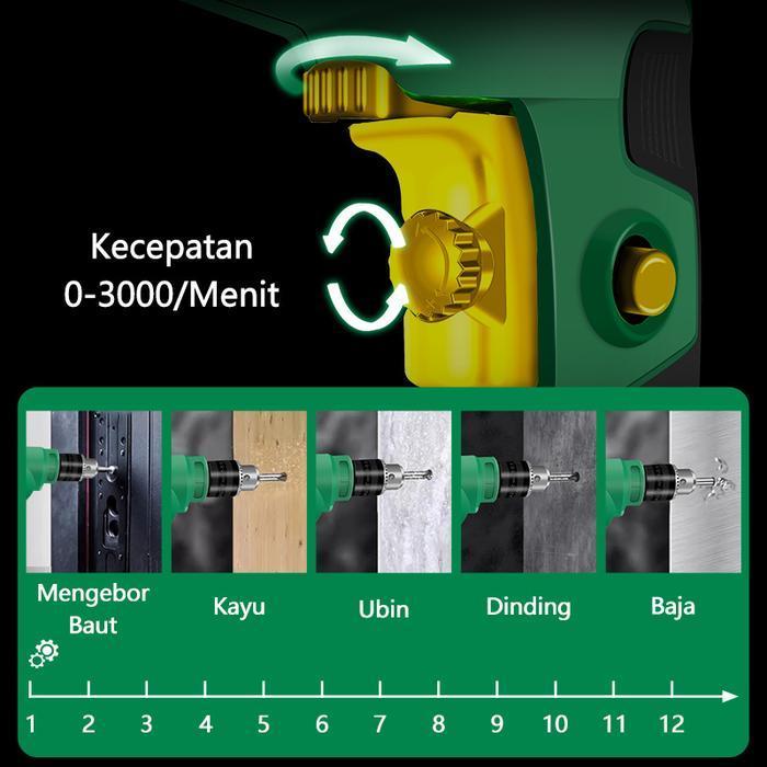 Isku Mesin Bor Listrik Tangan 10Mm 700W Bor Kayu Besi Baja Ringan Plafon Pvc Tembok Bata Electric Ha