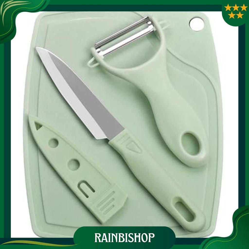 Pisau Set Talenan 3 In 1 / Pisau Set Talenan Pisau Pengupas Buah Sayur Dapur Serbaguna / Pisau Set T