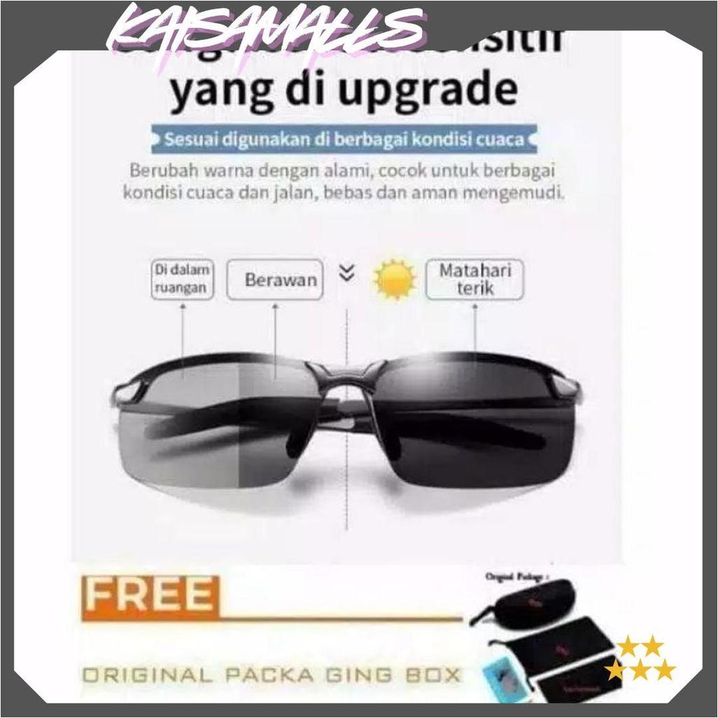 Kacamata Polarized Photochromic Pria Wanita / Kacamata Anti Silau Siang Malam Polarized Photochromic