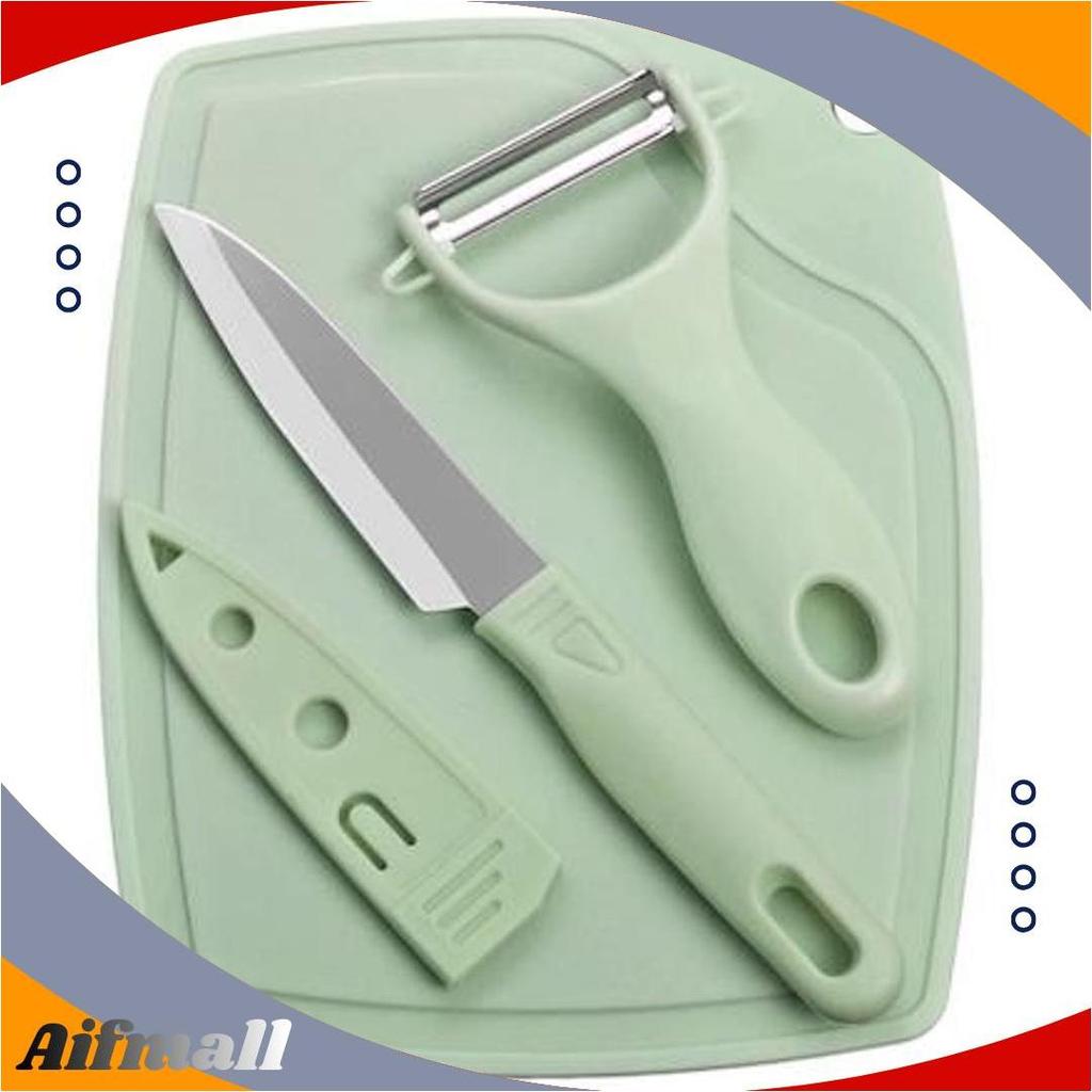 Pisau Set Talenan 3 In 1 / Pisau Set Talenan Pisau Pengupas Buah Sayur Dapur Serbaguna / Pisau Set T