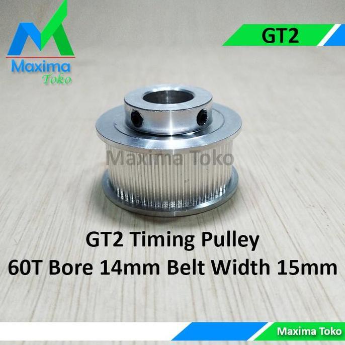 Ready GT2 Timing Pulley Gigi 60 Teeth Bore 14mm 2GT 60T 14 mm Belt 15mm