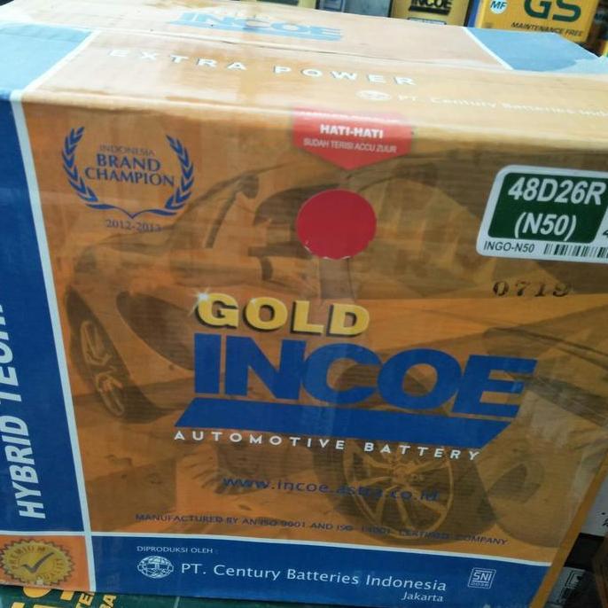aki mobil n50 (50ah) incoe gold , untuk kijang, timor dll