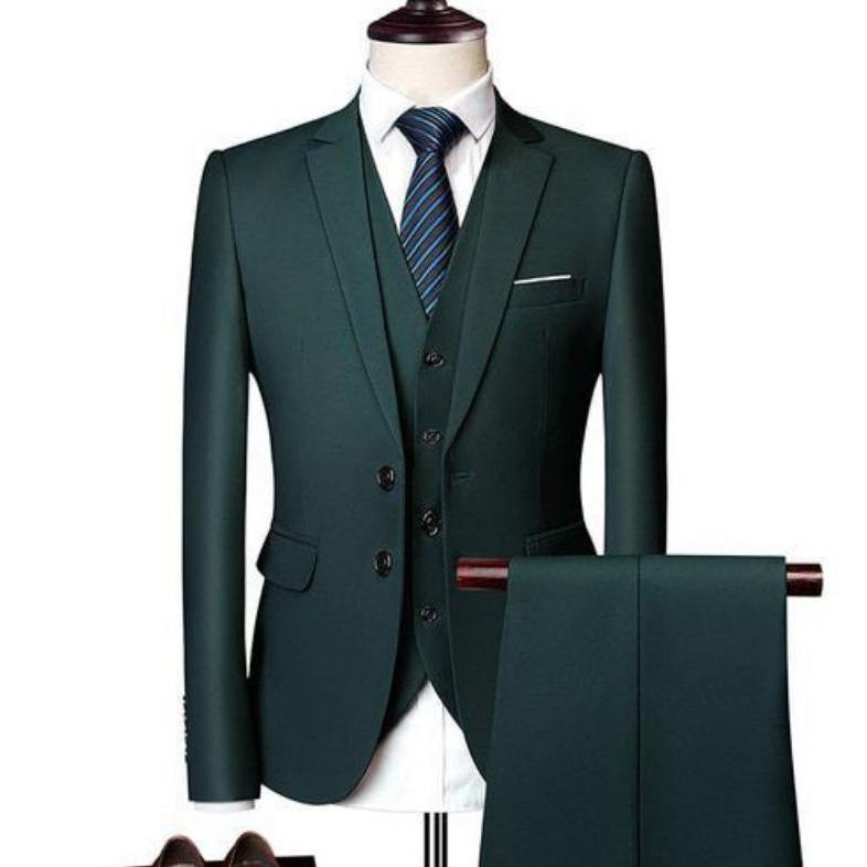 setelan jas formal pria/set jas kantor/set jas wedding/setelan jas pria warna hijau botol