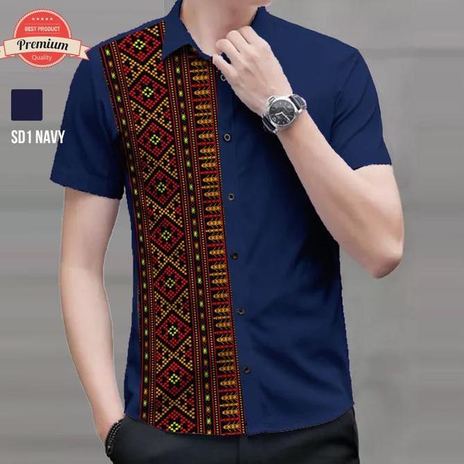 Kemeja Lengan Pendek Batik Pria Ulos Sadum SD1
