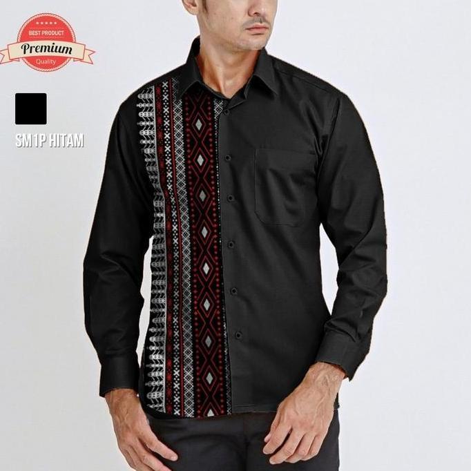 Kemeja Lengan Panjang Batik Pria Ulos Batak Mandailing SM1P