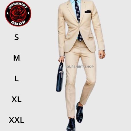 SETELAN JAS CELANA CREAM PRIA FORMAL / JAS NIKAH / JAS WISUDA / JAS KANTOR