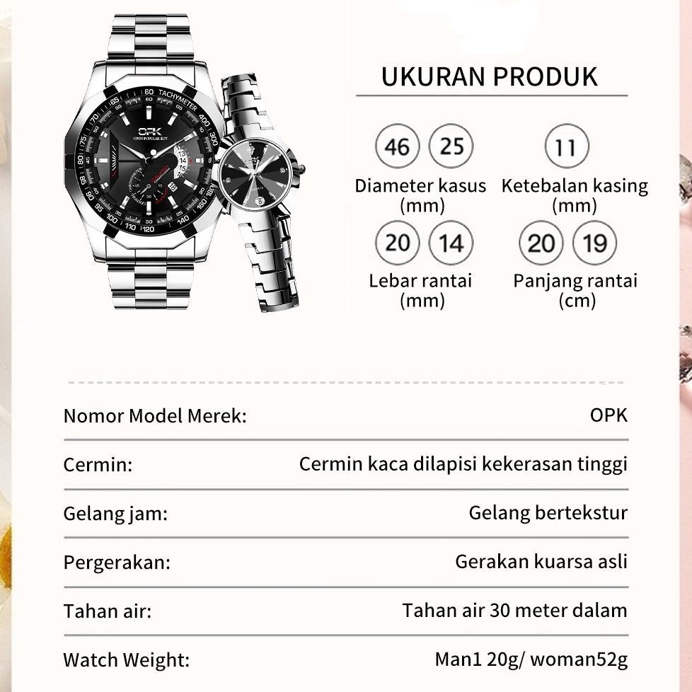 GARANSI OPK Jam Tangan Couple Anti Air Original Rantai Couple Watch Model 8105 8108
