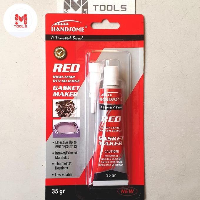 Ready Lem Silikon Red HANDSOME 35 Gram - HANDSOME Lem Gasket Merah Kecil - High Temperature Red Gask