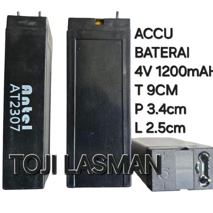 ( BATU 4V 1200mah )  BATU BATERAI BATTERY ACCU AKI LAMPU EMERGENSI EMERGENCY SENTER BATERAI TIMBANGA