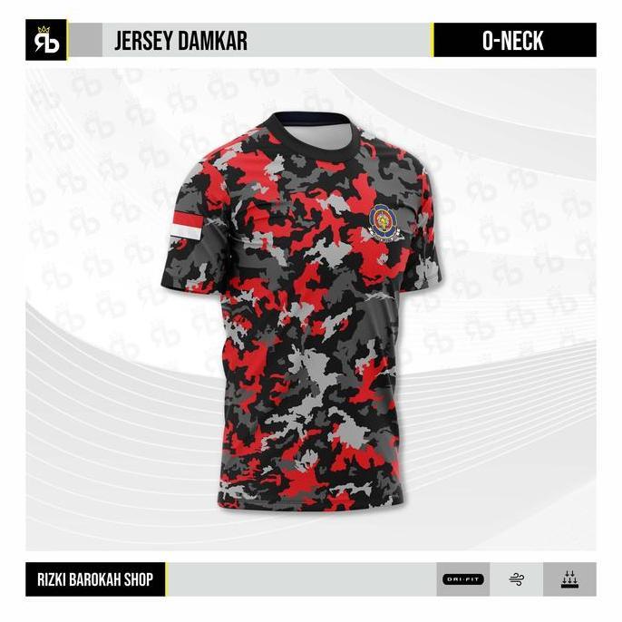 New JERSEY OBLONG DAMKAR LORENG FULL PRINT/KAOS DAMKAR FULL PRINT /JERSEY SANTAI DAMKAR/SERAGAM KEBA