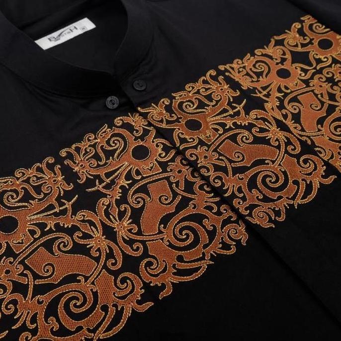 New Bastoh Baju Koko Pria Bordir Izmir Hitam