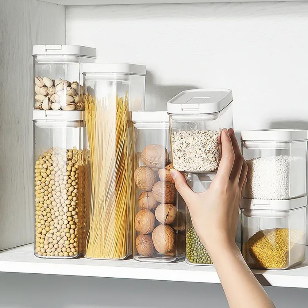 Nexxio Toples Kotak Snack Kedap Udara / Toples Snack Bening Tebal / Toples Pasta Tebal Putih / Tople