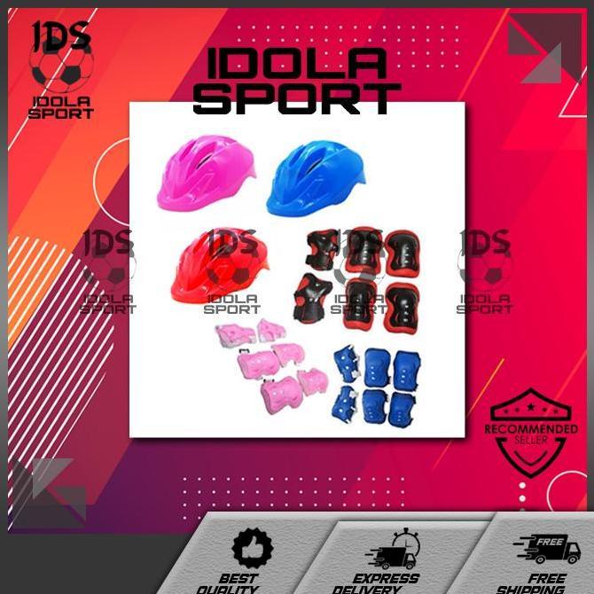 (ukuran kecil) helm dan deker pengaman sepatu roda anak
