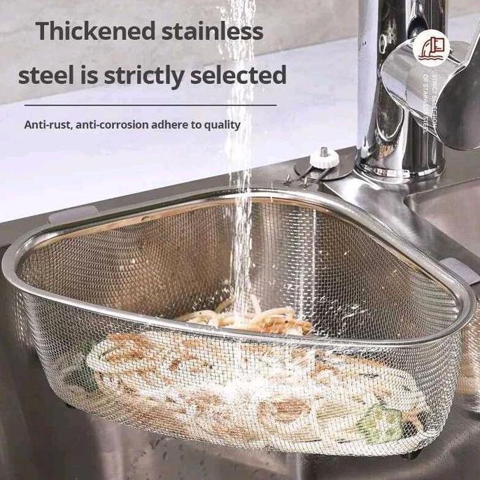 Rak Saringan Sudut Wastafel Segitiga Rak Saringan Stainless Multifungsi Rak Saringan Bekas Makan Sar