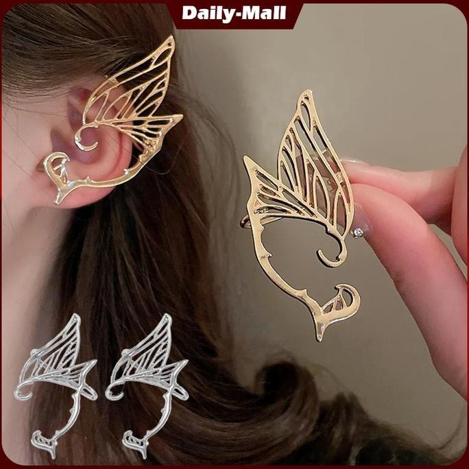 ZASSAT Anting Telinga Anting Angel Wing Anting-Anting Wanita Anting Elf Ear Cuff Klip Anting Estetik