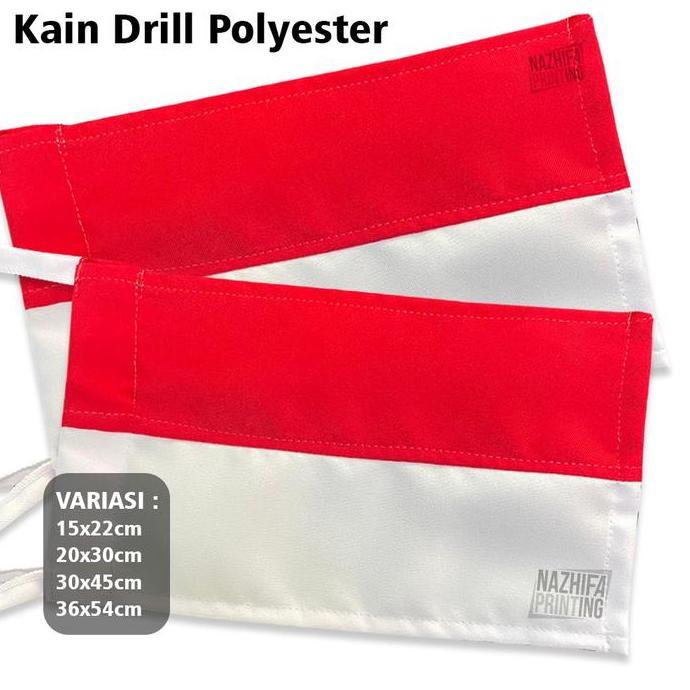 Ready Bendera Merah Putih Indonesia Bahan Drill - Ukuran 15x22, 20x30, 30x45, 36x54 cm