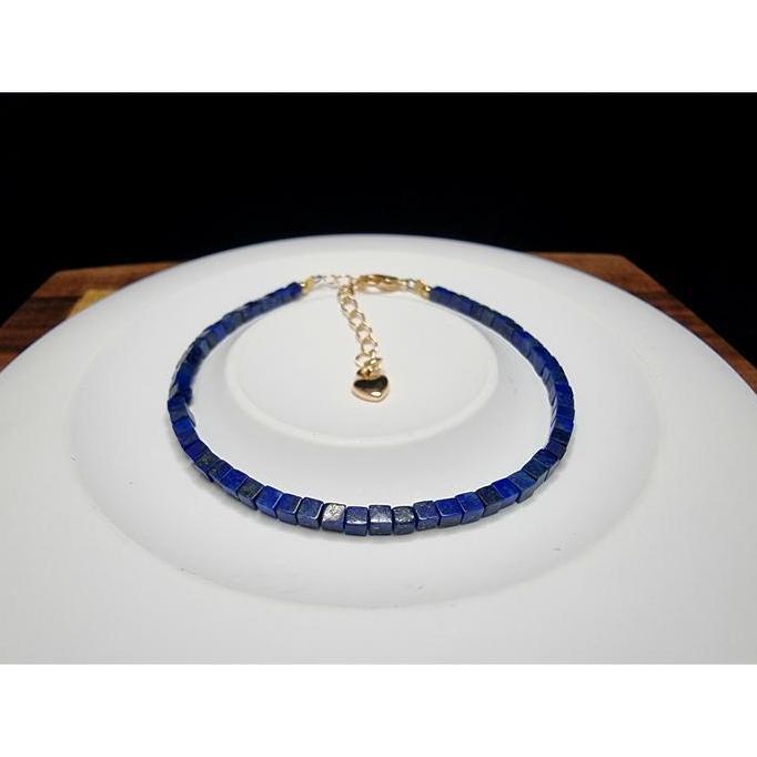 Gelang Silver Clip Batu Lapis Lazuli Lazuri Afghanistan Cutting 4A 3mm C1626