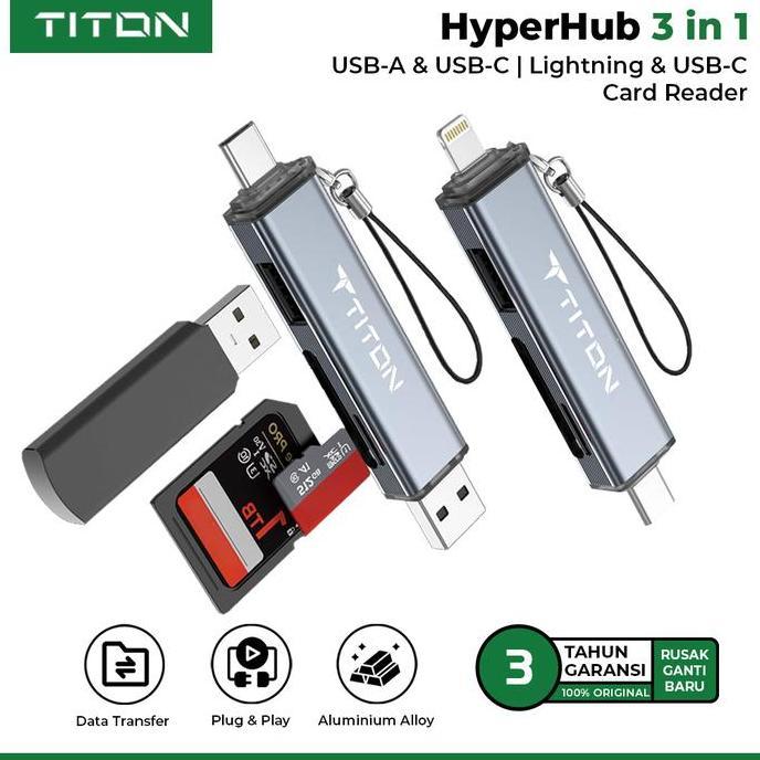 Wiji_boseee - TITON HyperHub Card Reader USB Hub TF Memory Card SD Card Flashdisk OTG USB-A USB-C LI