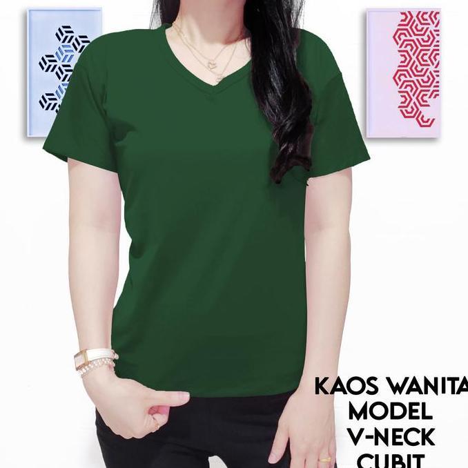 BELI Kaos Wanita Vneck CELIN CENOA Lengan Pendek Bahan Polyester Lembut Adem Melar BELI