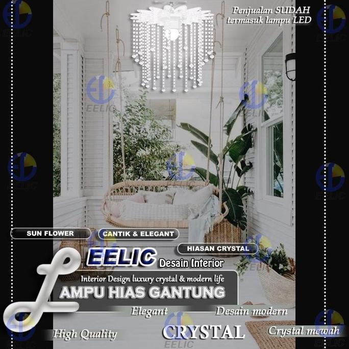 LORASTA EELIC LHG-232 lampu hias gantung crystal model sunflower bunga matahari elegant dan mewah de