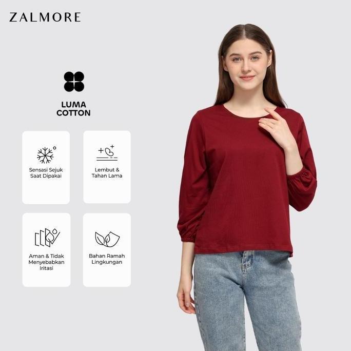 OOTD Zalmore Women Balloon Sleeve Top | LUMA Cotton Premium - Atasan Wanita Lengan Balon Lembut Anti